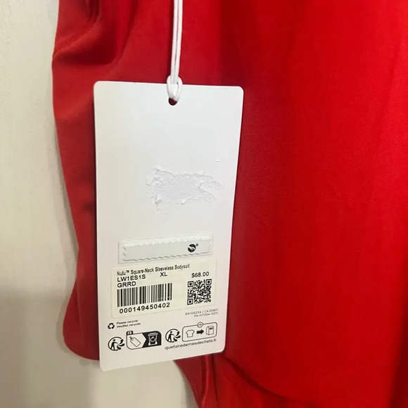 Lululemon NWT Red Soft Nulu Square Neck Bodysuit Sleeveless Thong Cut - Picture 7 of 11